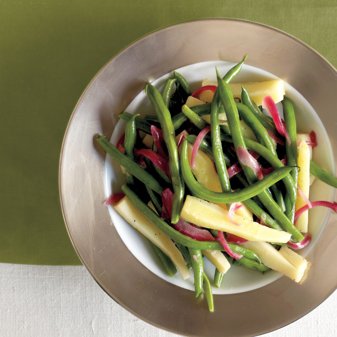 Green Beans with Parsnips and Pickled Red Onions