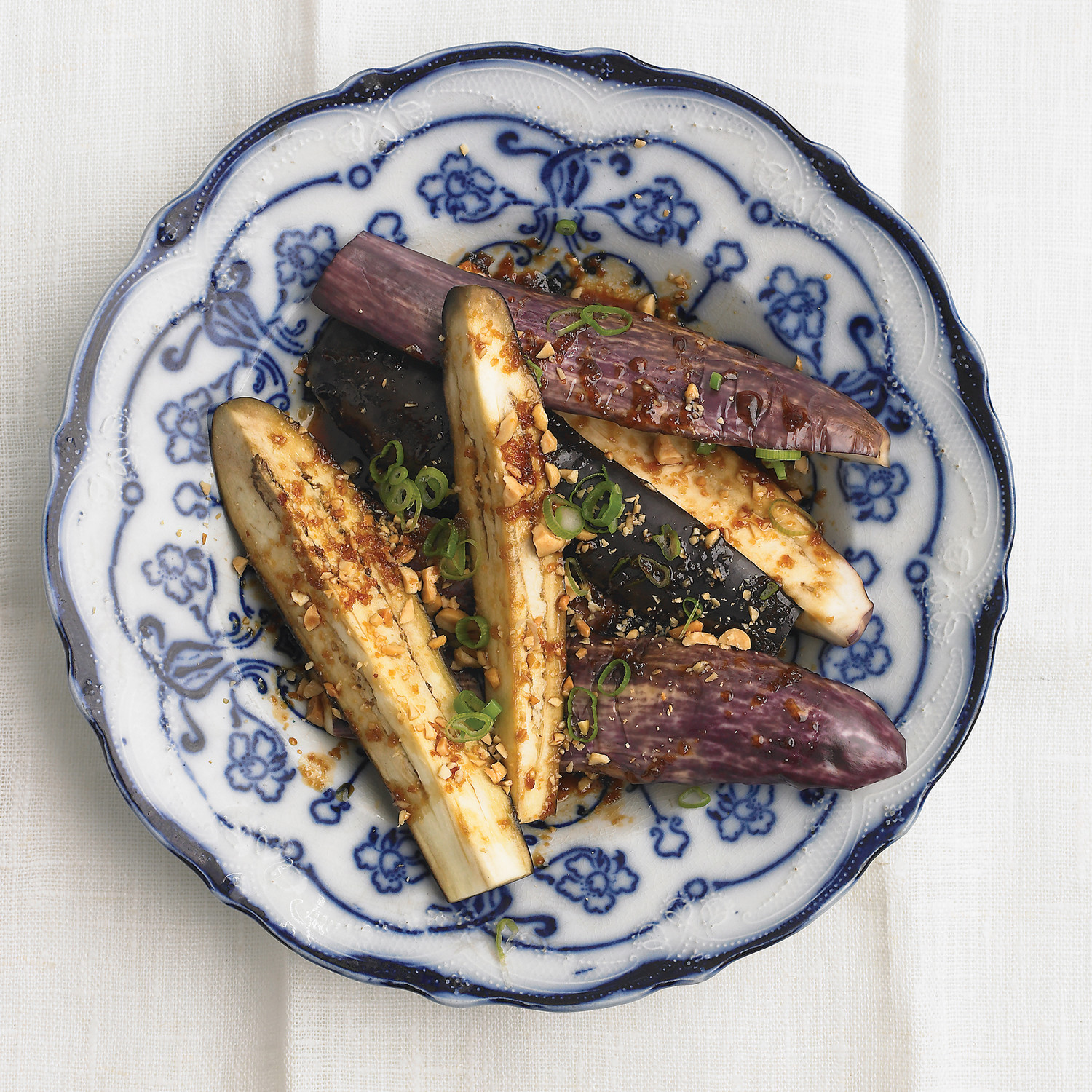 Steamed Eggplant with Peanuts and Scallions