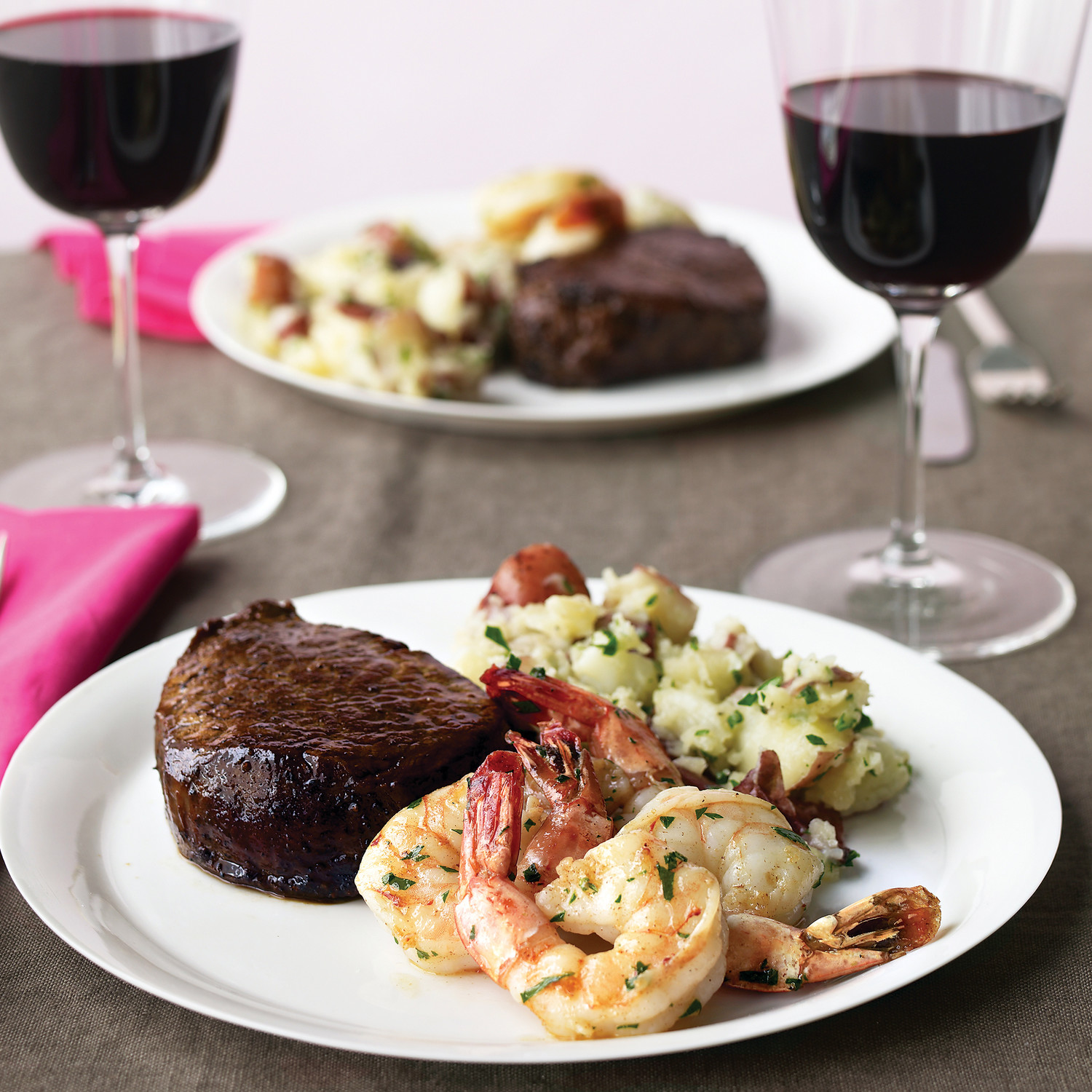 Steak and Shrimp with Parsley Potatoes