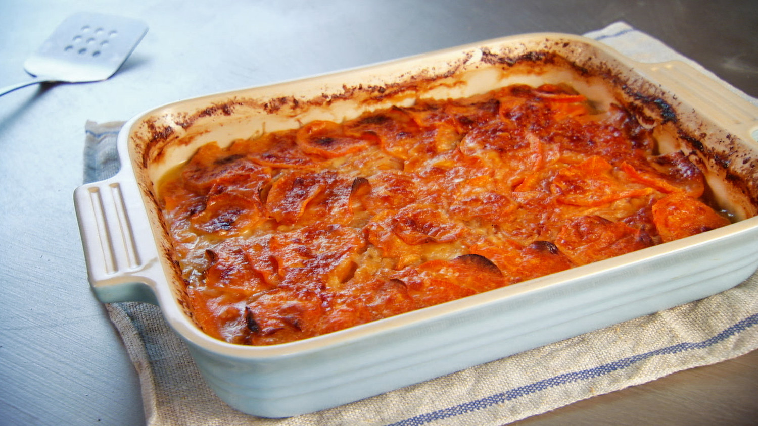 Scalloped Sweet Potatoes with Vidalia Onion and English 