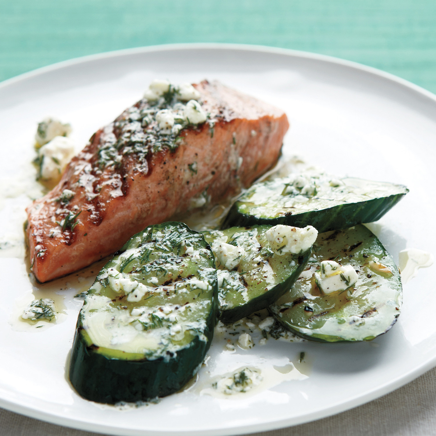 Grilled Salmon and Cucumbers