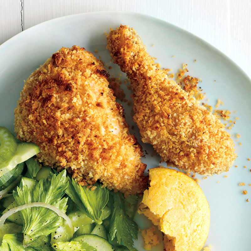 Buttermilk Chicken with Cornbread and CucumberCelery Salad