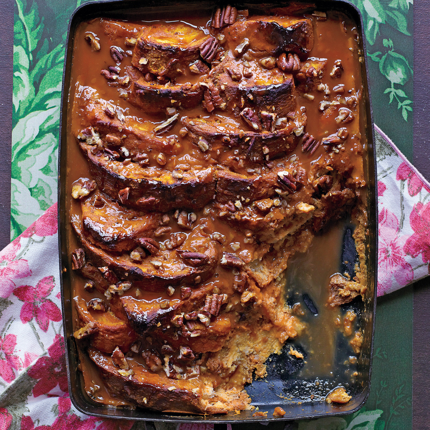 Pumpkin Bread Pudding with Dulce de Leche