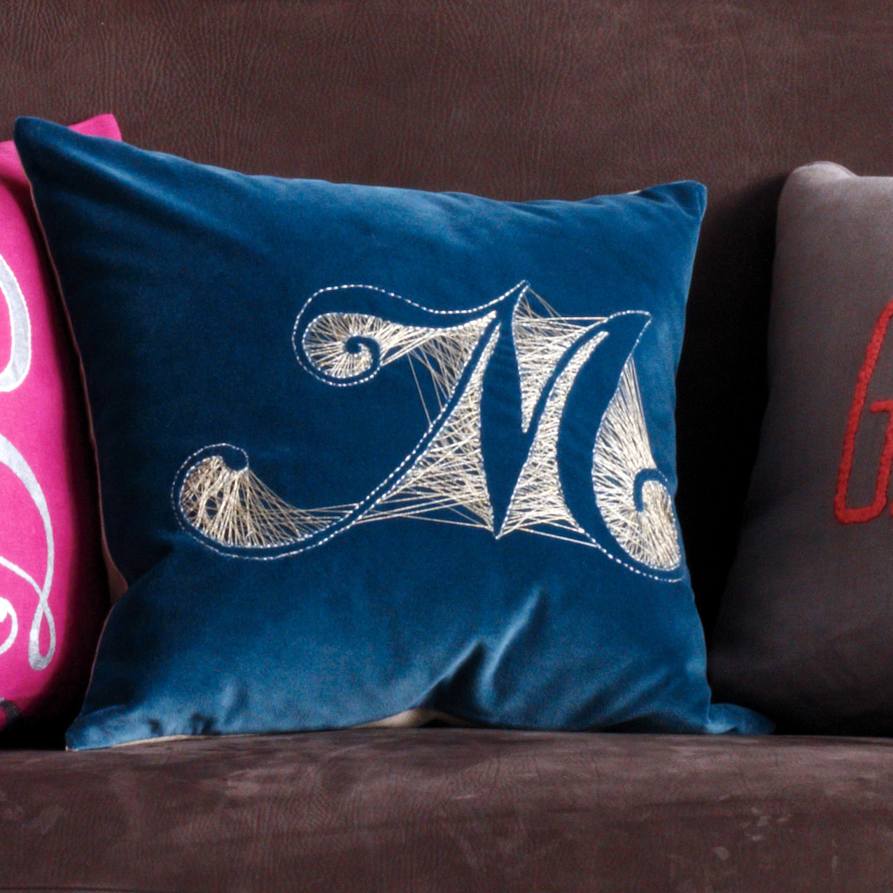 Monogram Velvet Pillow | Martha Stewart