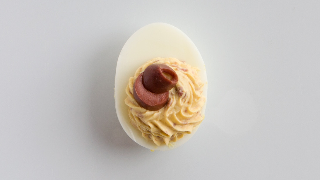 OliveGarlic Deviled Eggs