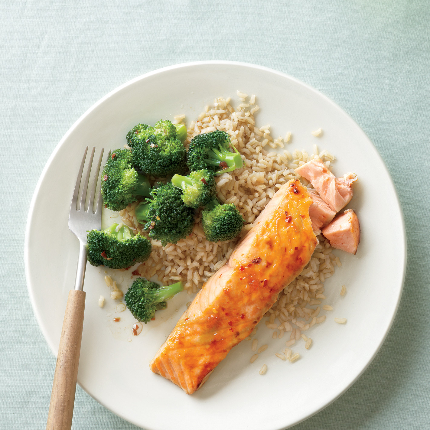 Glazed Salmon with Spicy Broccoli
