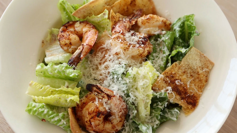 Video Healthy Caesar Salad with Spicy Shrimp Martha Stewart