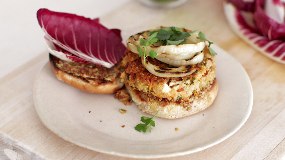 Video Meatless Quinoa and Feta Burgers Martha Stewart
