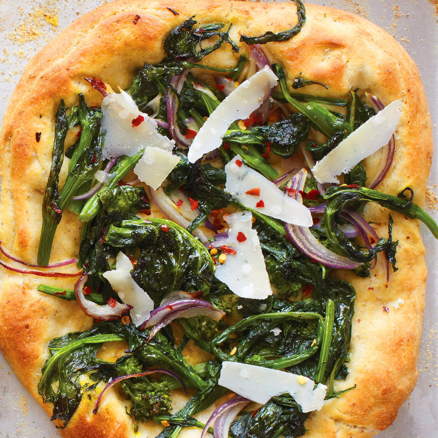 Broccoli Rabe Pizza with Hazelnut Dough