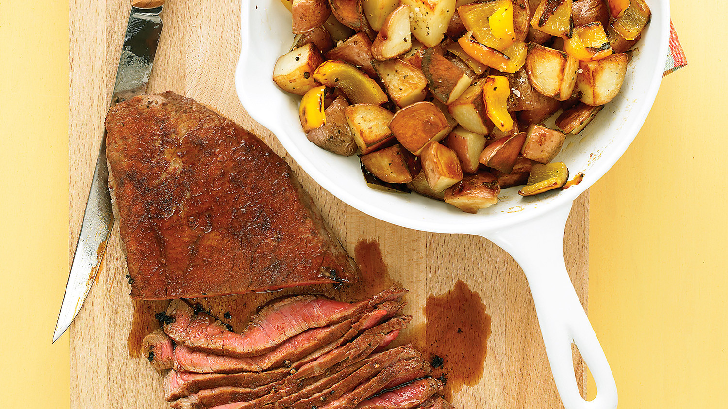 London Broil with Crispy Potatoes and Peppers