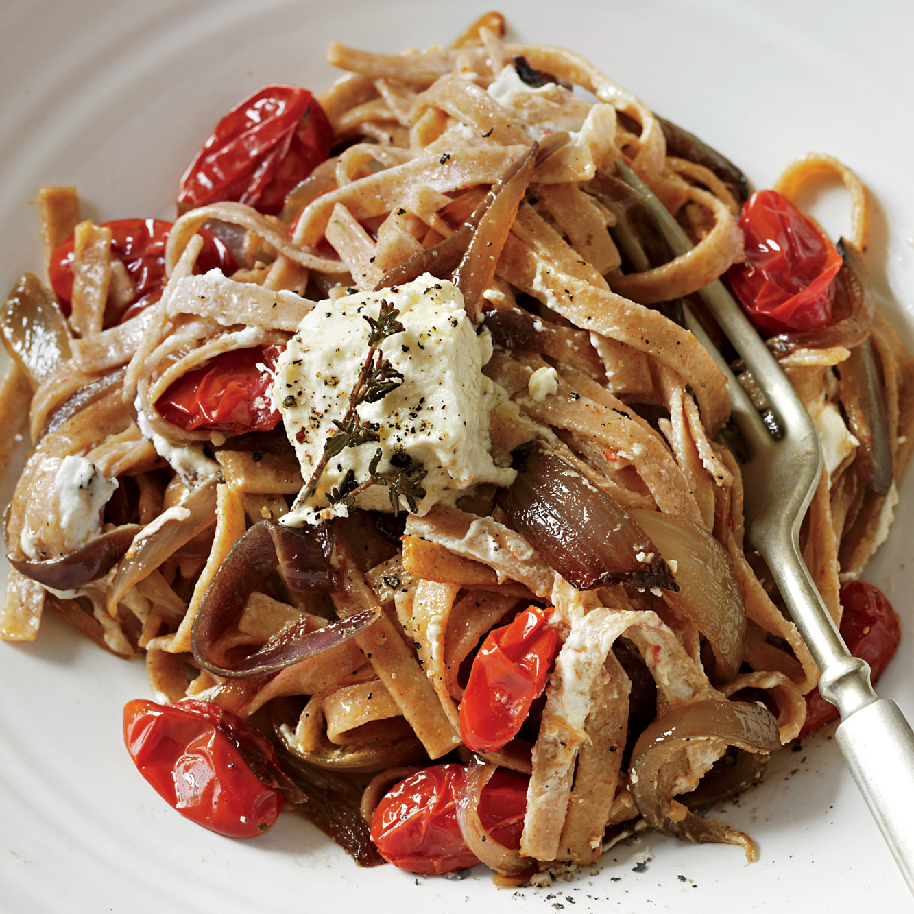 Spelt Ribbon Pasta with Marinated Feta