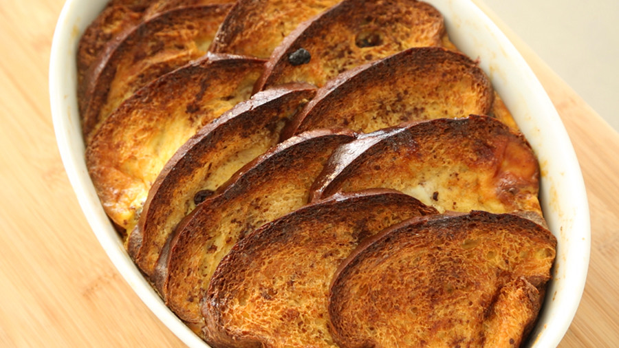 Video Baked CinnamonRaisin French Toast Martha Stewart