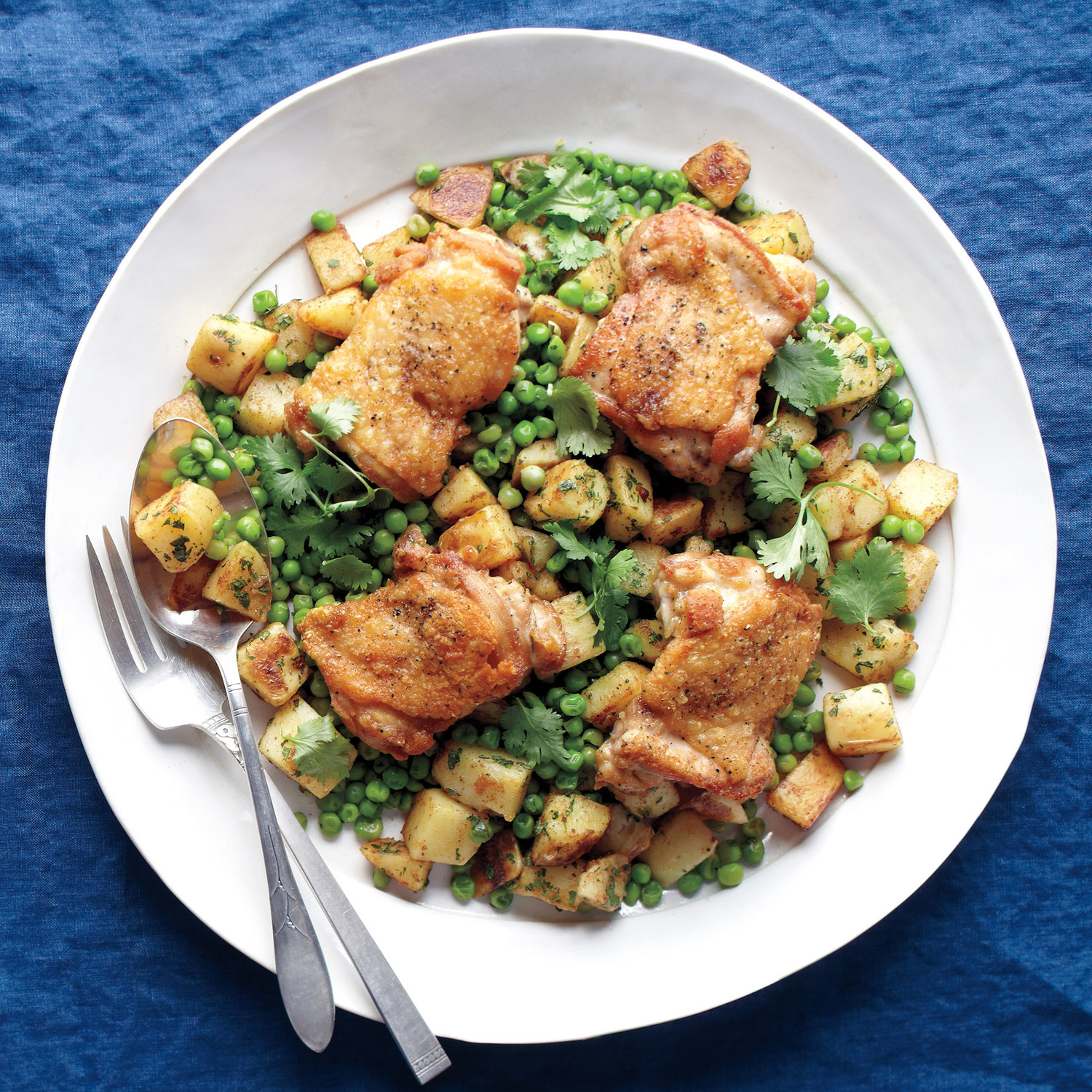 Spicy Potatoes and Peas with Chicken