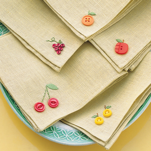 Fruity Button Embroidery Napkins Martha Stewart