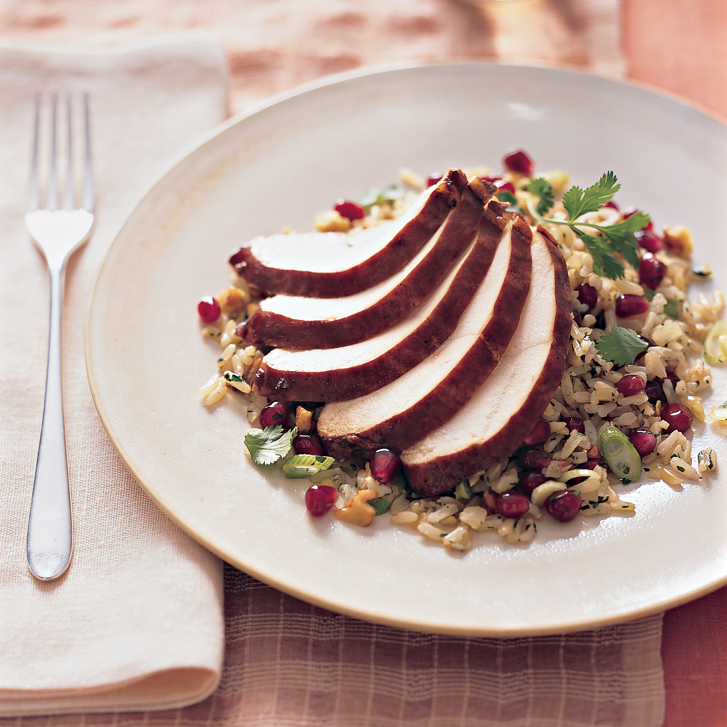 PomegranateGlazed Chicken Breast with Basmati Pilaf