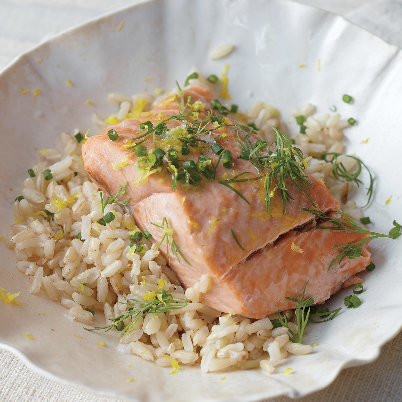 Steamed Salmon with Fresh Herbs and Lemon