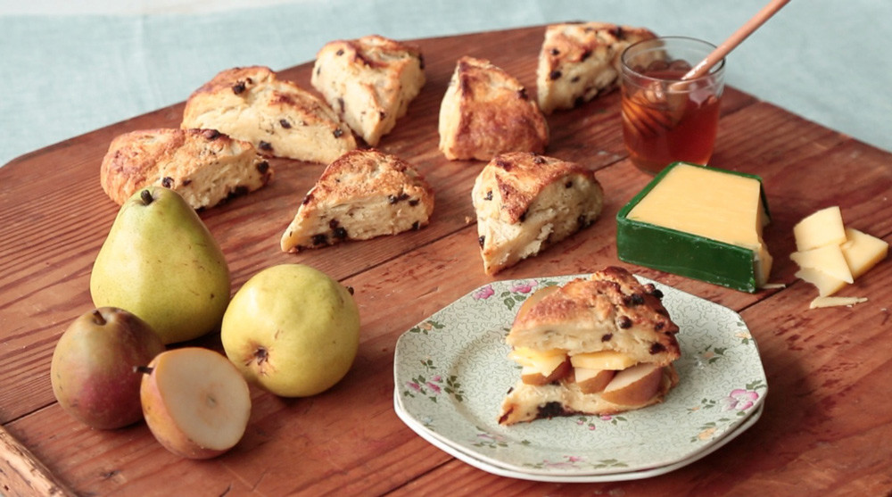Video Irish Cheddar and Pear Scone Recipe Martha Stewart