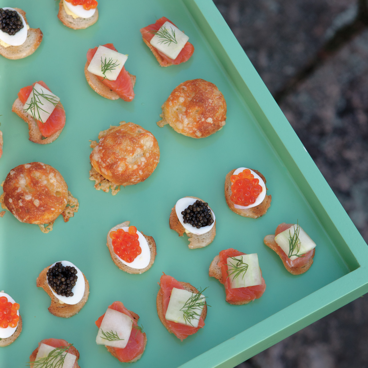 Deviled Quail Eggs with Caviar