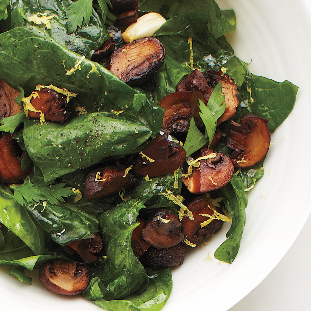 roasted mushrooms and spinach