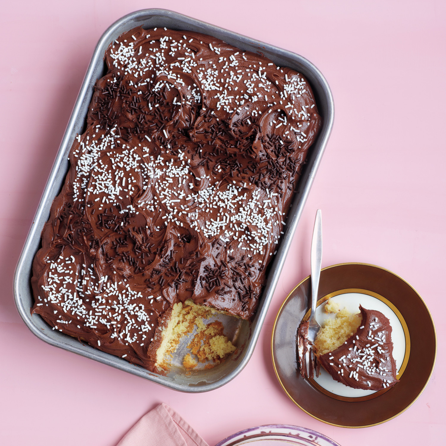 Vanilla Sheet Cake With Malted Milk Chocolate Frosting