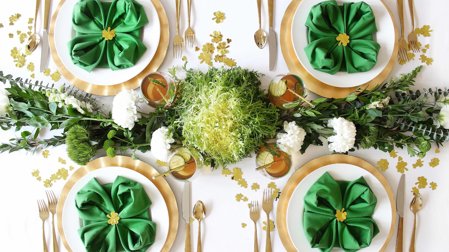 st. patricks day healthy green lunch table setting