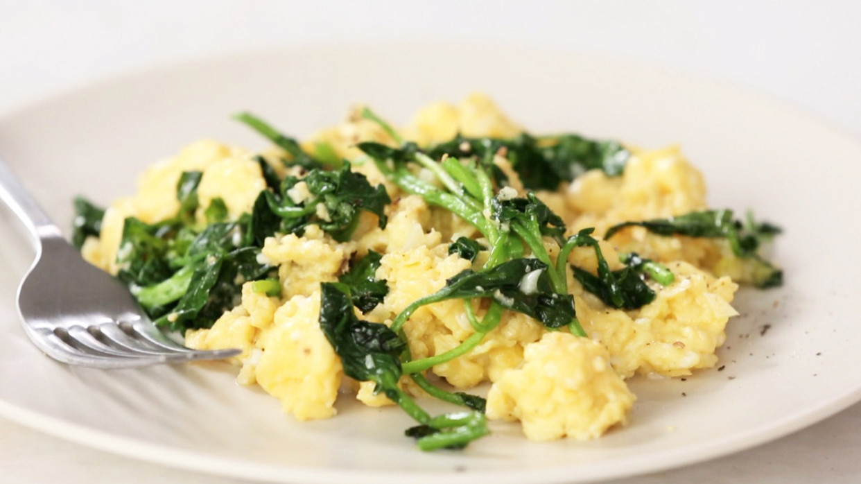 Video Watercress with Garlic Scrambled Eggs Martha Stewart