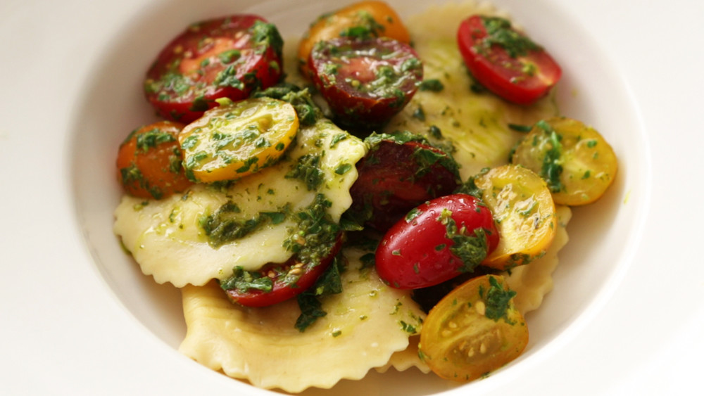 Video Ravioli with Tomatoes and Basil Dressing Martha Stewart