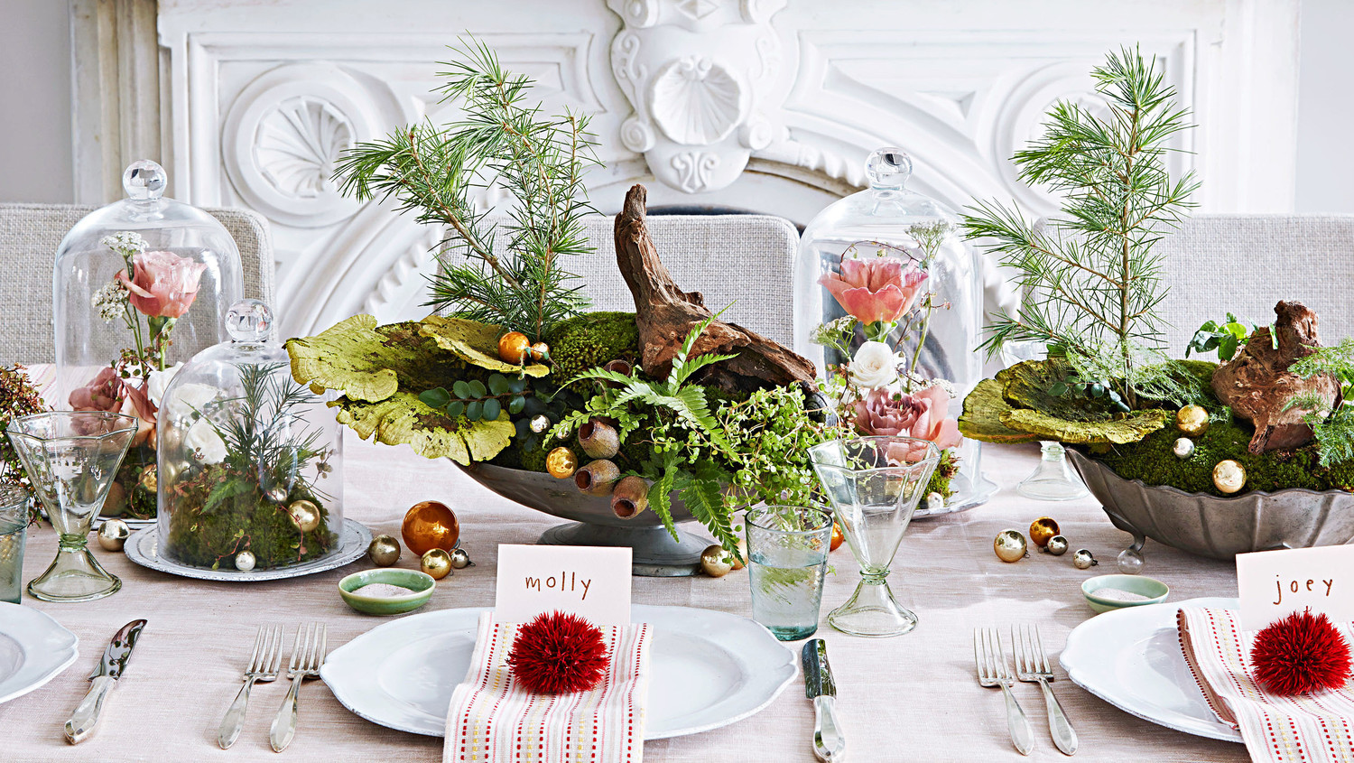 floral green holiday tablescape