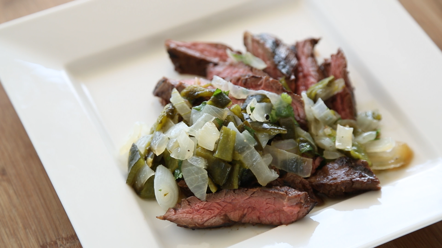 Video Grilled Skirt Steak with a Poblano Relish Martha Stewart