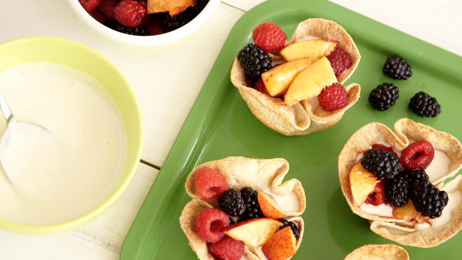 Video Tortilla Cups with Yogurt and Fresh Fruit Martha Stewart