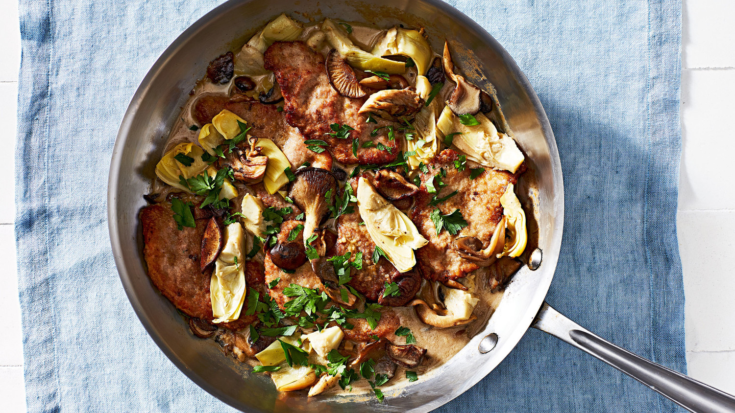 Pork, Mushroom, and Artichoke Fricassee