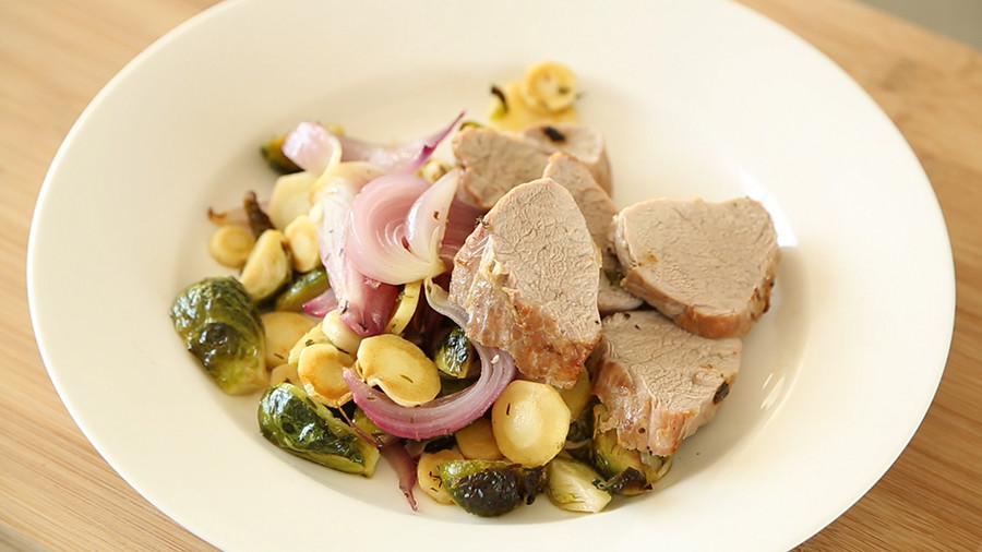Video Pork Tenderloin with Roasted Fall Vegetables Martha Stewart