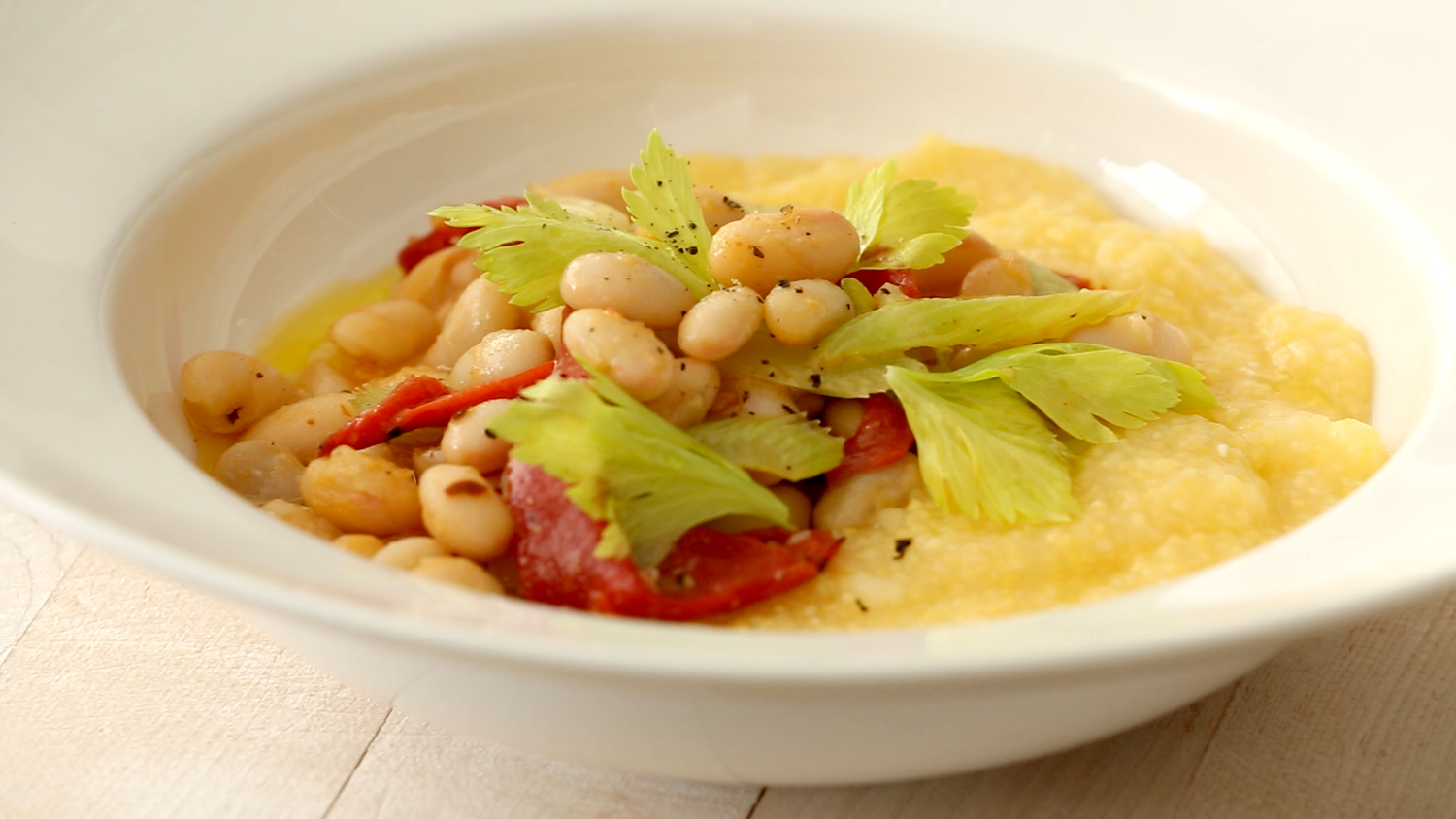Video Polenta with White Bean and RoastedPepper Ragout Martha Stewart