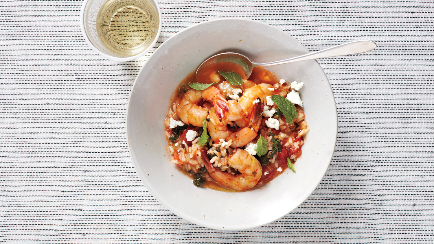 Shrimp with Tomatoes, Spinach, and Rice