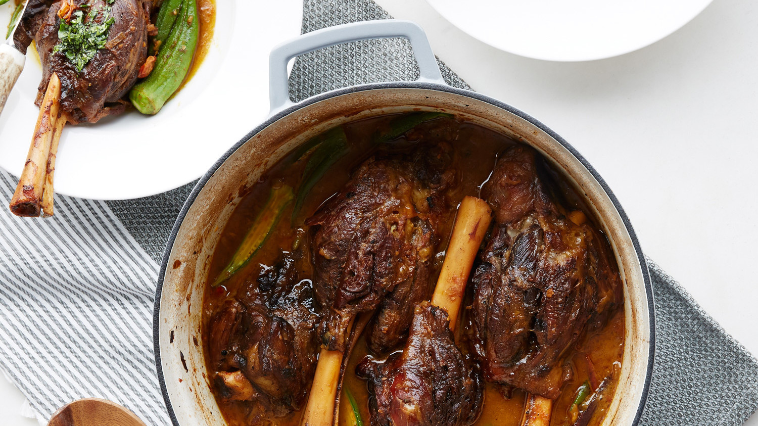 Braised Lamb Shank and Okra Stew