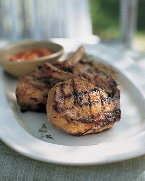 Grilled Pork Chops with Peach-Tomato Barbecue Sauce_image