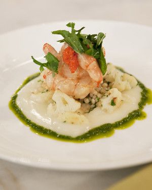 Butter-Poached Spot Prawns with Israeli Couscous_image