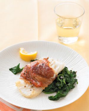 Prosciutto-Wrapped Cod with Lemony Spinach_image