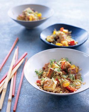 Brown Rice Stir-Fry with Flavored Tofu and Vegetables_image