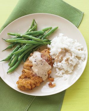 Country-Fried Steak with Green Beans and Rice
