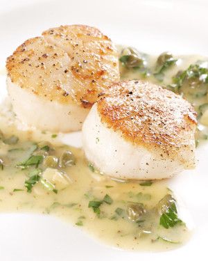 Seared Scallops with Brown Butter, Capers, and Toasted Almond Sauce image