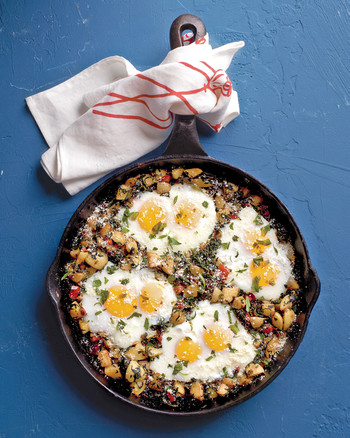 Potato Hash with Spinach and Eggs