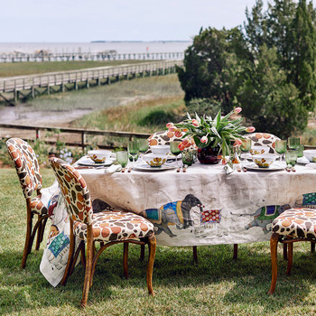 table set up in backyard with beach view