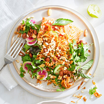 Bright & Crunchy Salmon with Frizzled Shallots
