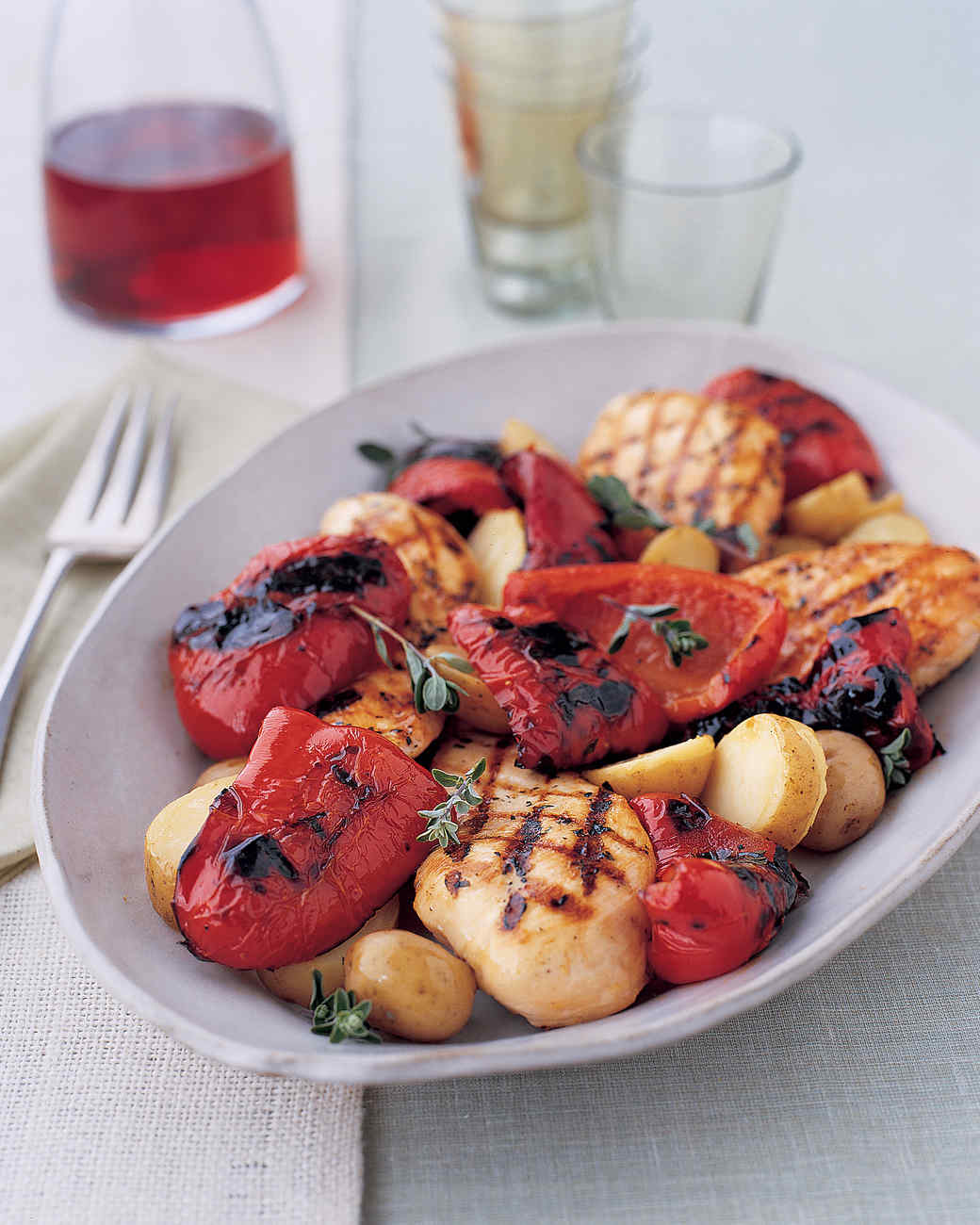 Herbed Chicken with Grilled Red Peppers