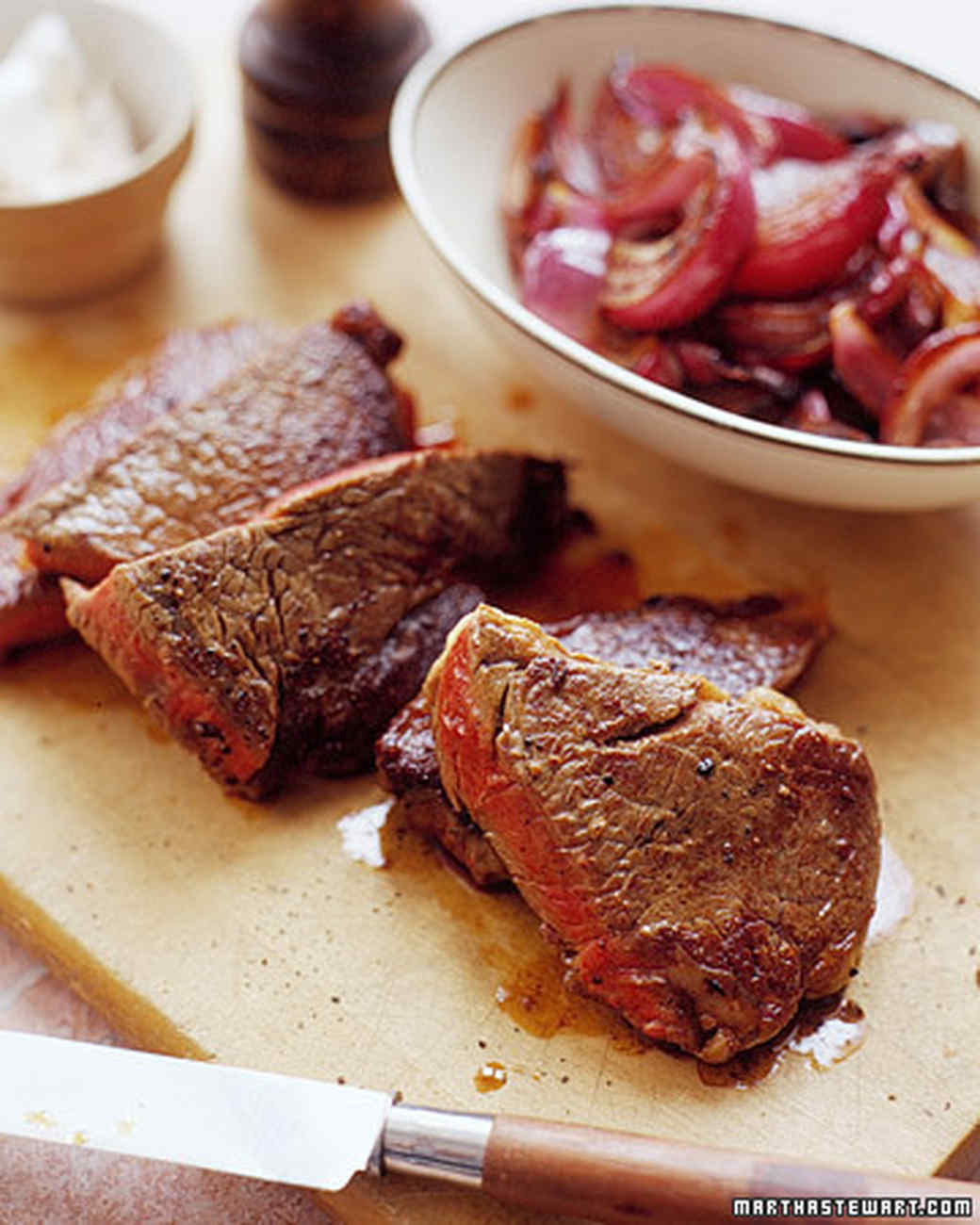 Steak with Caramelized Onions Recipe | Martha Stewart