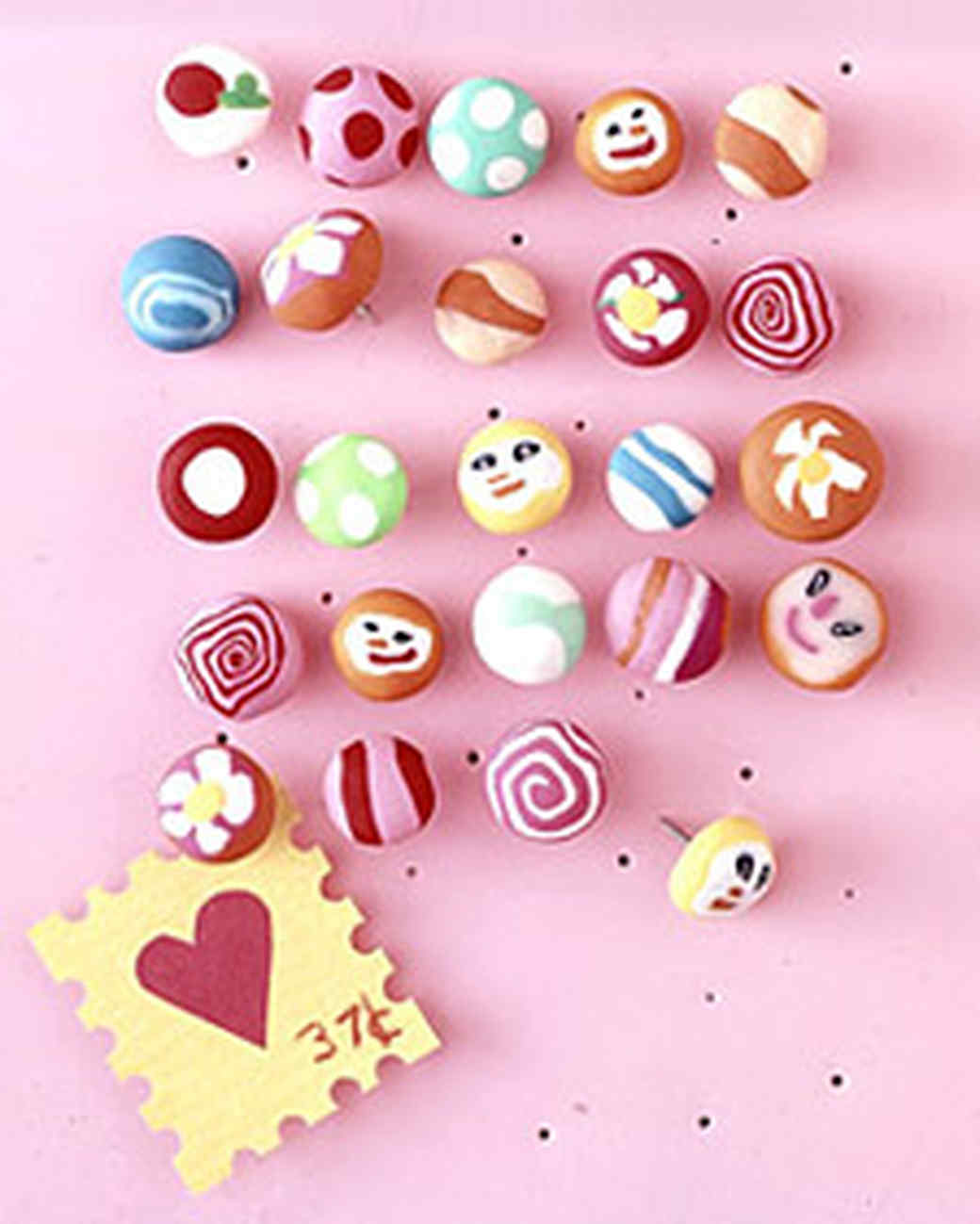 clay thumbtacks and buttons