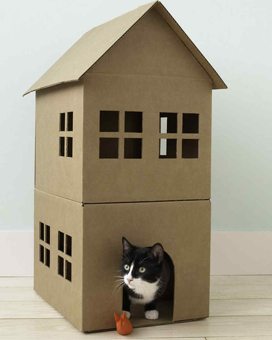 How to Make a Cardboard Cat Playhouse Martha Stewart