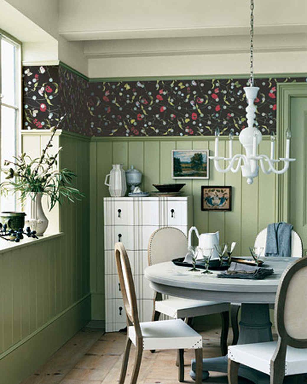 Stenciled Botanical-Print Wallpaper | Martha Stewart