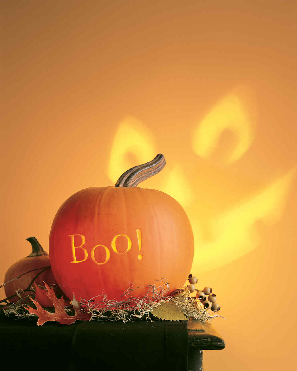 two faced pumpkin with wall projection martha stewart